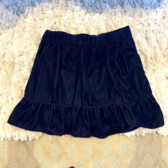 J CREW navy velvet mini skirt with ruffle hem NWOT - Picture 6 of 7